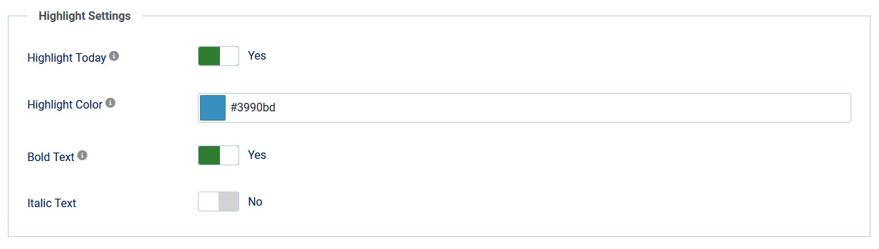 highlight settings